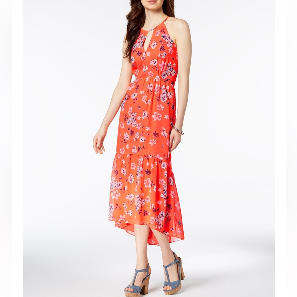 EUC Vince Camuto Floral-Print Chiffon High-Low Maxi
Dress, Size 6